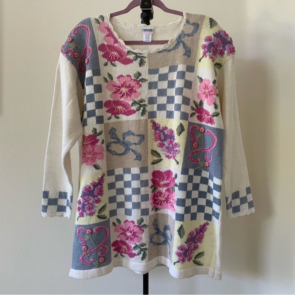 Vintage Avon Style Floral Sweater Size 2X